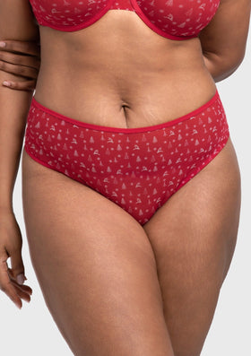 Bramela Christmas Holiday Edit Printed Mesh Panty Breathable Soft Full Coverage Comfort Fit