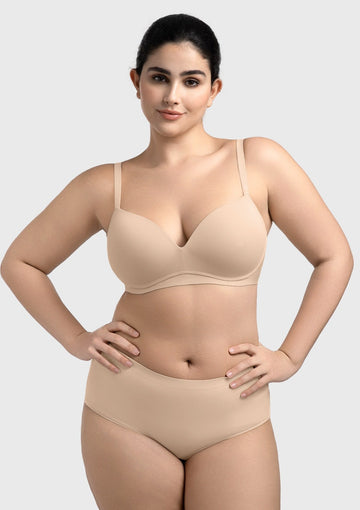 Comfortable Wireless Push Up Plunge Bra with Padded V Lift