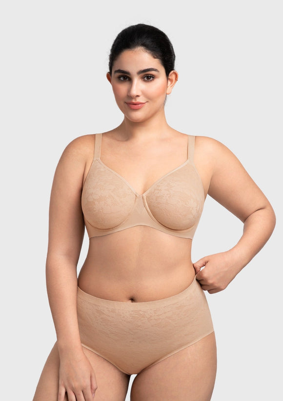 Braveaf Auri Seamless Lace Support Bra Full Coverage Underwire Comfort Fit