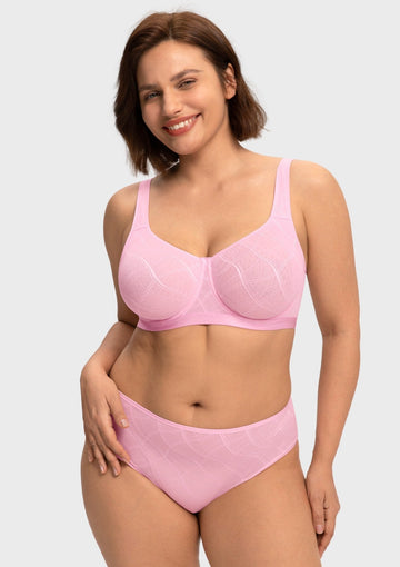 Braveaf Skylark Breathable Lightweight Supportive Jacquard Mesh Wide Strap 3/4 Cup Comfort Bra