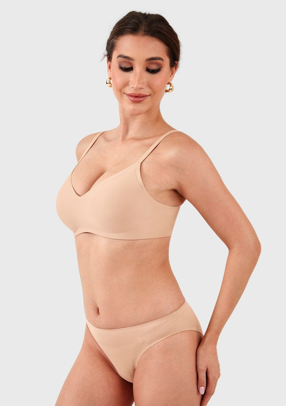 Braveaf Ada Buttery Soft V-Neck Wireless Comfortable Bra No Underwire Supportive T-shirt Push Up Bralettes Plunge Seamless