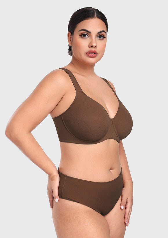 Braveaf Joan Comfortzone Soft T-Shirt Full Coverage Unlined Unpadded Underwire Plus Size Minimizer Bra Everyday Bra