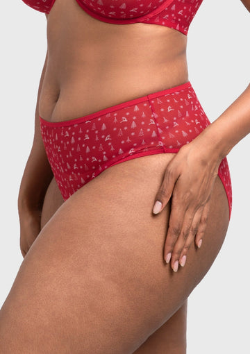Braveaf Christmas Holiday Edit Printed Mesh Panty Breathable Soft Full Coverage Comfort Fit - 0