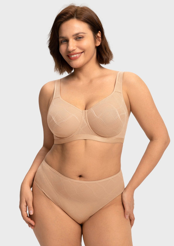 Braveaf Skylark Breathable Lightweight Supportive Jacquard Mesh Wide Strap 3/4 Cup Comfort Bra