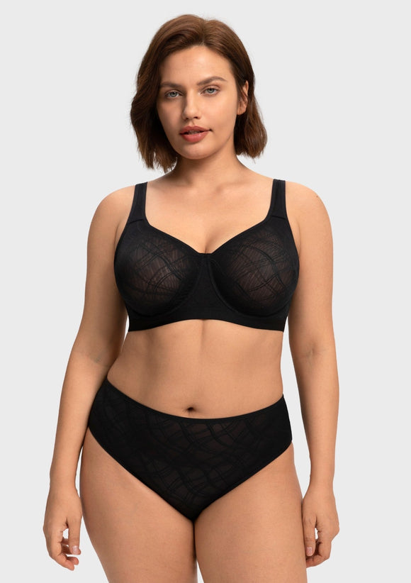 Braveaf Skylark Breathable Lightweight Supportive Jacquard Mesh Wide Strap 3/4 Cup Comfort Bra