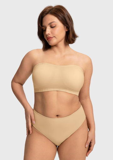 Wireless Plus Size Strapless Bra with Non-Slip Silicone & Moisture-Wicking Cups - 0