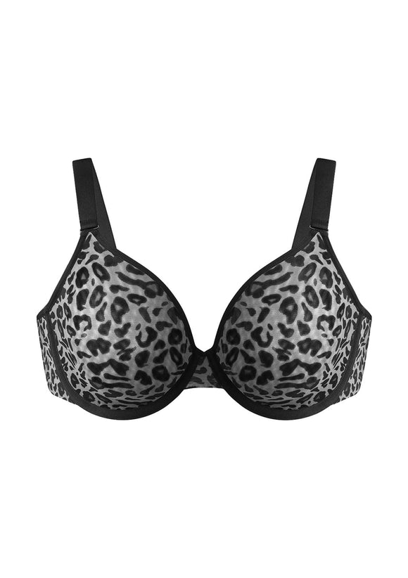 Braveaf Leopard wild Unlined Plus Size Breathable Soft Mesh No Padding Underwire Bra