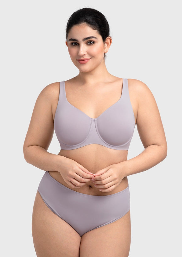Braveaf Esme Minimizer Bras for Women Plus Size Full Coverage No Padding Unlined T Shirt Bra Seamless Underwire Cool Comfort Daily Bras