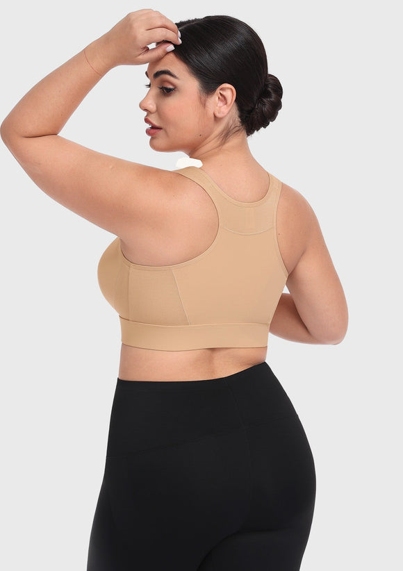 Braveaf PowerMove High Support Zip Front Sports Bra Wireless No Bounce Adjustable Wide Straps