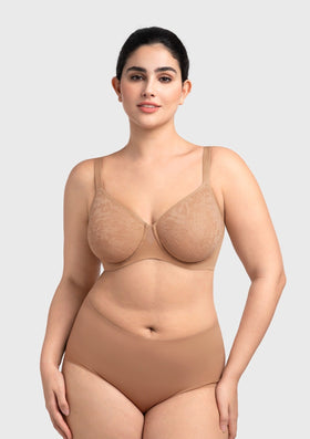 Bramela Auri Seamless Lace Support Bra Full Coverage Underwire Comfort Fit - 0