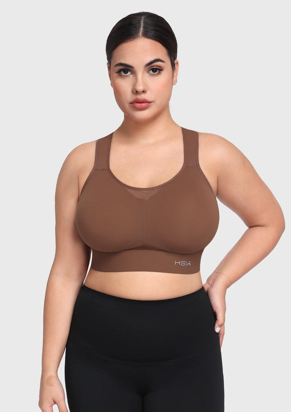 Bramela FlexCore High Impact Racerback Sports Bra Adjustable Support Full Coverage Fit