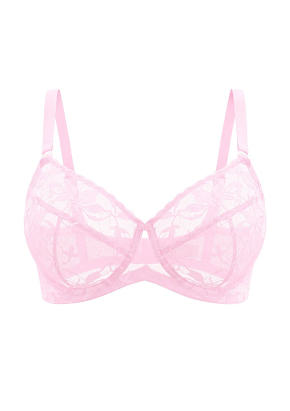 Braveaf Petalia Plus Size Seamless Lace Underwire Balconette Demi No Padded Bra with High Elastic Fabric Delicate Lace Trim Cutout & Adjustable Straps