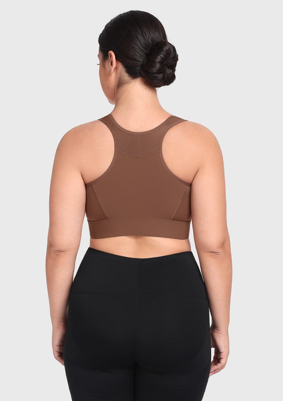 Braveaf PowerMove High Support Zip Front Sports Bra Wireless No Bounce Adjustable Wide Straps