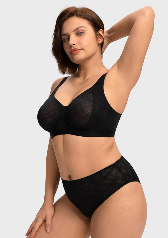 Braveaf Skylark Breathable Lightweight Supportive Jacquard Mesh Wide Strap 3/4 Cup Comfort Bra