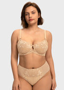Braveaf Petalia Plus Size Seamless Lace Underwire Balconette Demi No Padded Bra with High Elastic Fabric Delicate Lace Trim Cutout & Adjustable Straps-7