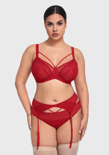 Braveaf Renna Holiday Edit Embroidery Red Underwire Bra - 0