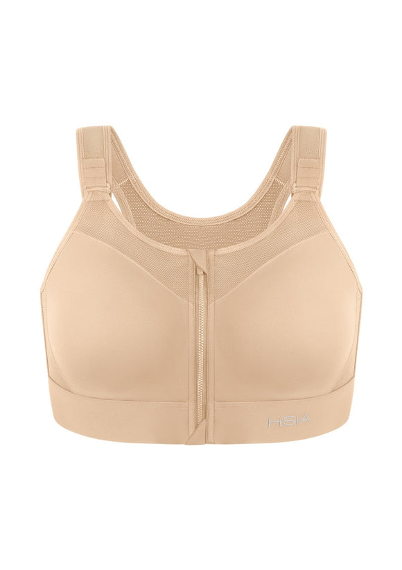 Braveaf PowerMove High Support Zip Front Sports Bra Wireless No Bounce Adjustable Wide Straps