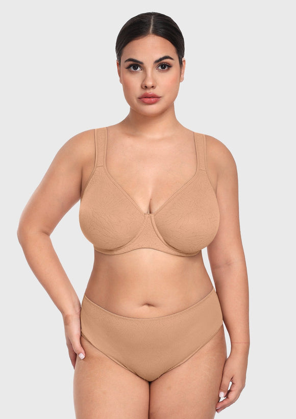 Braveaf Joan Comfortzone Soft T-Shirt Full Coverage Unlined Unpadded Underwire Plus Size Minimizer Bra Everyday Bra