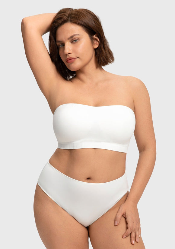 Wireless Plus Size Strapless Bra with Non-Slip Silicone & Moisture-Wicking Cups