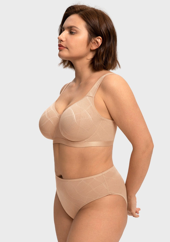 Braveaf Skylark Breathable Lightweight Supportive Jacquard Mesh Wide Strap 3/4 Cup Comfort Bra