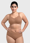 Songful Plus Size Seamless Wireless Supportive Full Coverage Mesh Crossover Bra-6