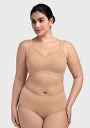 Songful Plus Size Seamless Wireless Supportive Full Coverage Mesh Crossover Bra-11