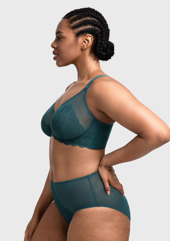 Bramela Mermaid Scales Lace Beige Brown Unlined Bra