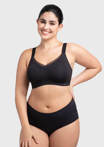 Songful Plus Size Seamless Wireless Supportive Full Coverage Mesh Crossover Bra