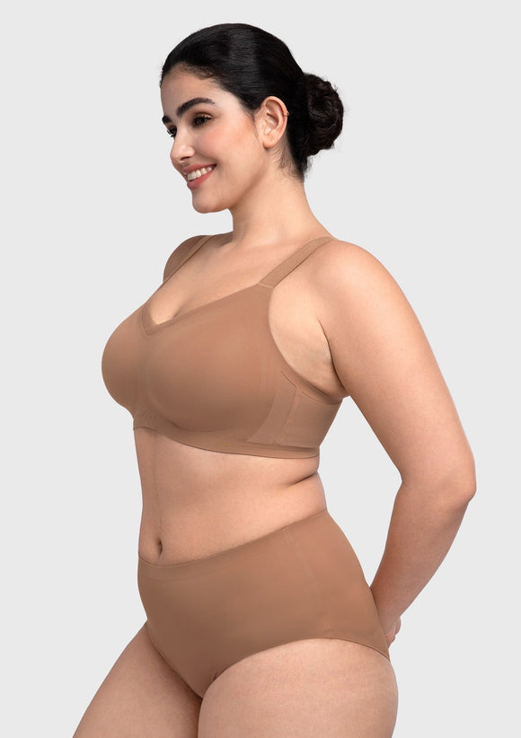 Songful Plus Size Seamless Wireless Supportive Full Coverage Mesh Crossover Bra