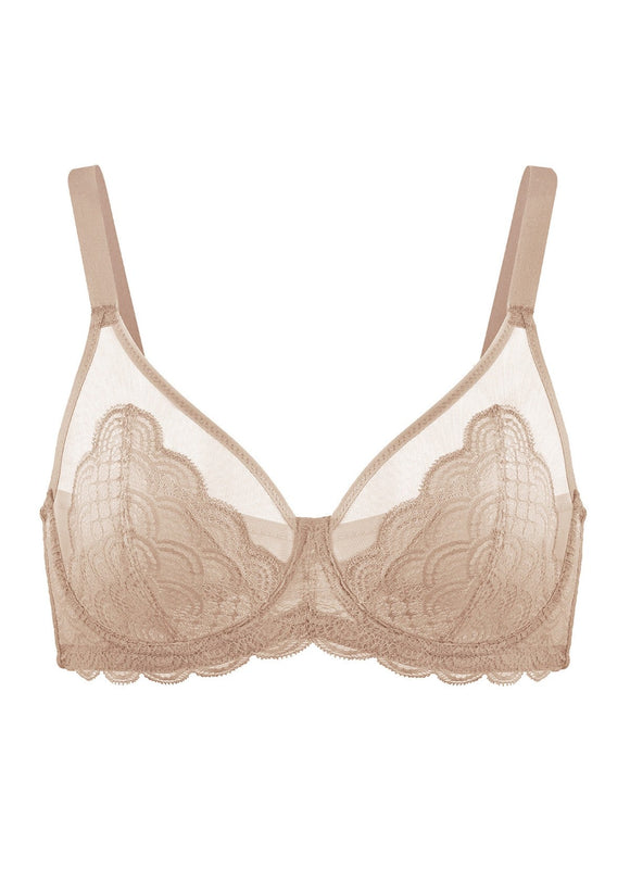 Bramela Mermaid Scales Lace Beige Brown Unlined Bra