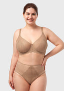 Bramela Mermaid Scales Lace Beige Brown Unlined Bra-1