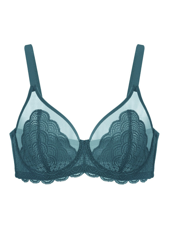 Bramela Mermaid Scales Lace Beige Brown Unlined Bra