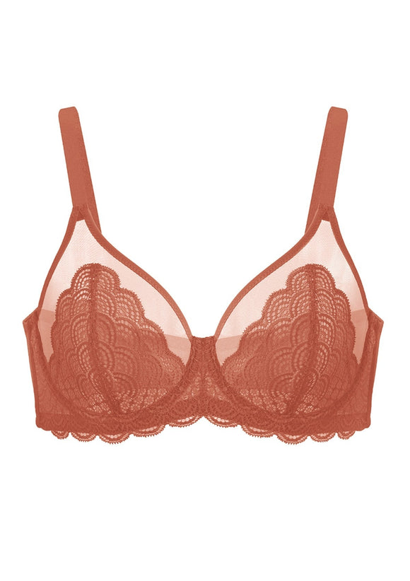 Bramela Mermaid Scales Lace Beige Brown Unlined Bra