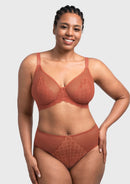 Bramela Mermaid Scales Lace Beige Brown Unlined Bra-12
