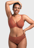 Bramela Mermaid Scales Lace Beige Brown Unlined Bra-13