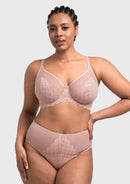 Bramela Mermaid Scales Lace Beige Brown Unlined Bra-6