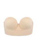 Daisy Smooth Lace Beige Lightly Padded Longline Underwire Strapless Balconette Bra-5