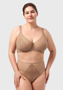 Bramela Mermaid Scales Lace Beige Brown Unlined Bra-2