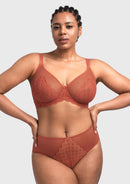 Bramela Mermaid Scales Lace Beige Brown Unlined Bra-14