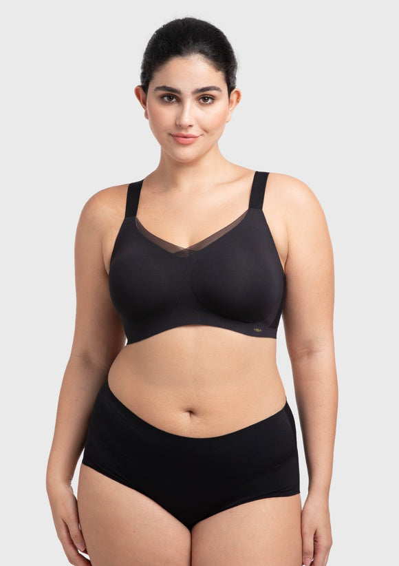 Songful Plus Size Seamless Wireless Supportive Full Coverage Mesh Crossover Bra