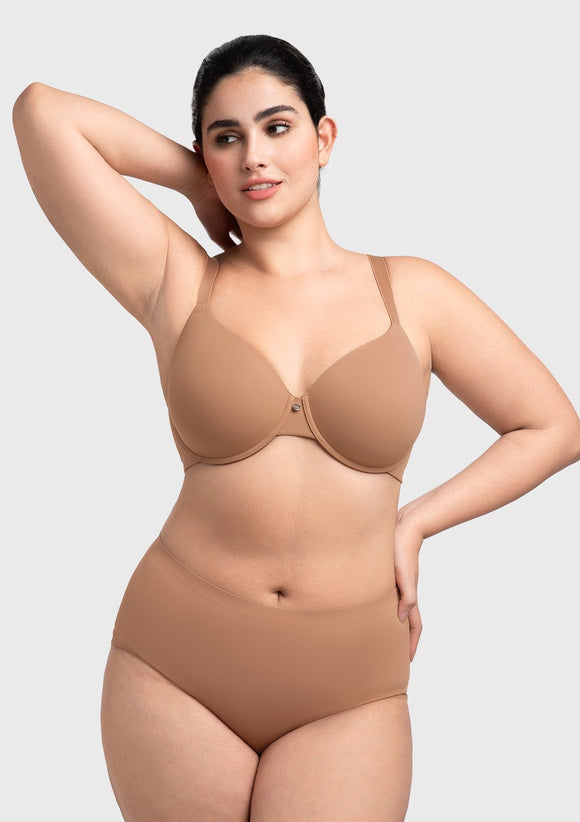 Braveaf Miya SoftSense Comfort Lightly Lined T-shirt Back Smoothing Underwire Plus Size Bra Everyday Bra