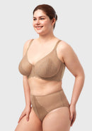 Bramela Mermaid Scales Lace Beige Brown Unlined Bra-3