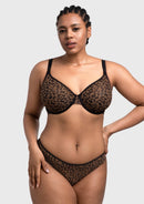 Braveaf Leopard wild Unlined Plus Size Breathable Soft Mesh No Padding Underwire Bra-1