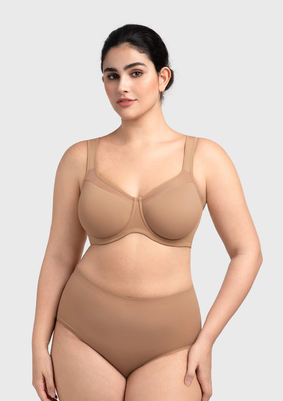 Braveaf Alina Full Coverage Underwire Bra Plus Size Supportive Unlined Adjustable Strap Comfort Fit T-Shirt Style