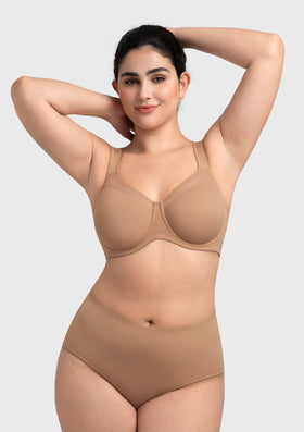 Bramela Alina Full Coverage Underwire Bra Plus Size Supportive Unlined Adjustable Strap Comfort Fit T-Shirt Style