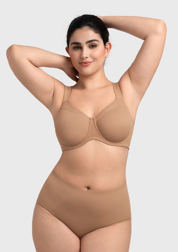 Braveaf Alina Full Coverage Underwire Bra Plus Size Supportive Unlined Adjustable Strap Comfort Fit T-Shirt Style