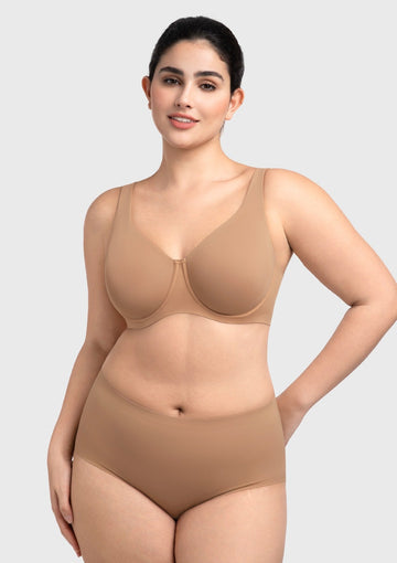 Braveaf Esme Minimizer Bras for Women Plus Size Full Coverage No Padding Unlined T Shirt Bra Seamless Underwire Cool Comfort Daily Bras - 0