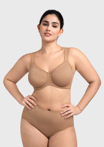 Braveaf Alina Full Coverage Underwire Bra Plus Size Supportive Unlined Adjustable Strap Comfort Fit T-Shirt Style - 0
