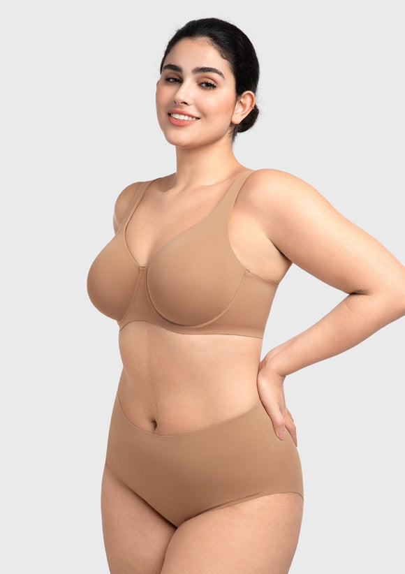 Braveaf Esme Minimizer Bras for Women Plus Size Full Coverage No Padding Unlined T Shirt Bra Seamless Underwire Cool Comfort Daily Bras