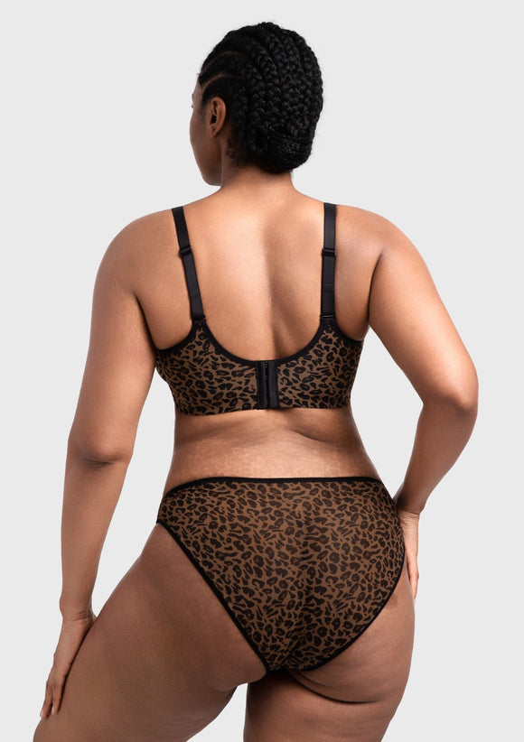 Braveaf Leopard wild Unlined Plus Size Breathable Soft Mesh No Padding Underwire Bra
